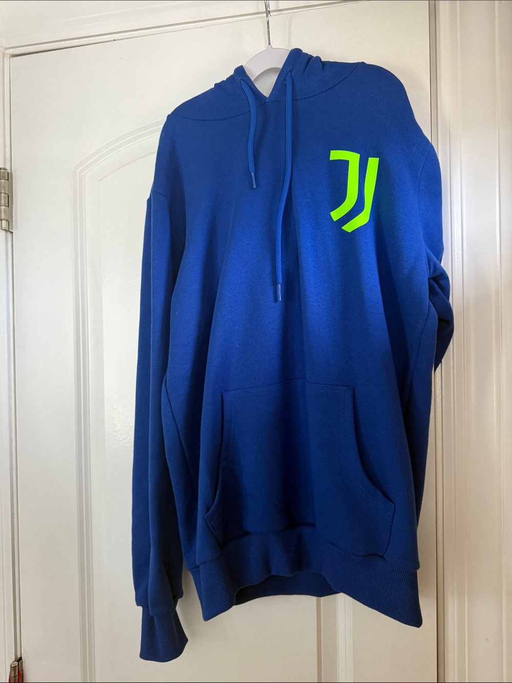 Kids Blue Hoodie with Neon Green Accent